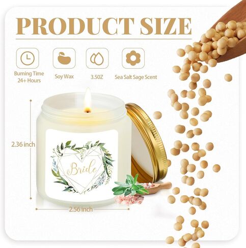 8 Pcs Bridesmaid Candles Gifts Candle Jar Wedding Gift Sea Salt Sage Scented Bridal Proposal Gift Natural Soy Wax Candles Matron Maid of Honor Gift Set for Bridal Shower, Wedding, Bachelor Party in Kuwait