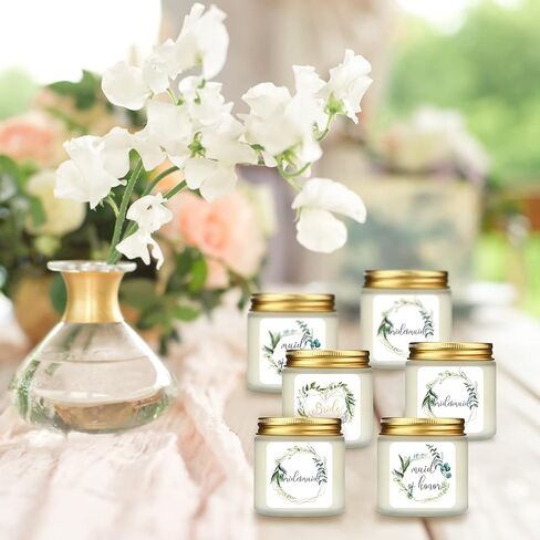 8 Pcs Bridesmaid Candles Gifts Candle Jar Wedding Gift Sea Salt Sage Scented Bridal Proposal Gift Natural Soy Wax Candles Matron Maid of Honor Gift Set for Bridal Shower, Wedding, Bachelor Party in Kuwait
