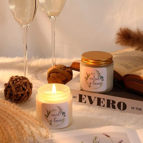 8 Pcs Bridesmaid Candles Gifts Candle Jar Wedding Gift Sea Salt Sage Scented Bridal Proposal Gift Natural Soy Wax Candles Matron Maid of Honor Gift Set for Bridal Shower, Wedding, Bachelor Party in Kuwait