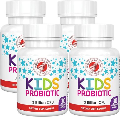 Silver Fern Brand Kids Ultimate Probiotic - 2 Bottles - 30 Chewable Tablets Each - Sugar & Gluten Free - Children's Dietary Supplement - DNA & Survivability Verified - Digestive & Immune Support in Saudi Arabia