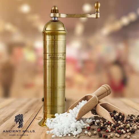 European Brass 8" Salt Mill Handcrafted Manuel Spice Mill Refillable Salt Grinder Handcrafted Greek Spice Grinder (8" Salt Mill) in Saudi Arabia