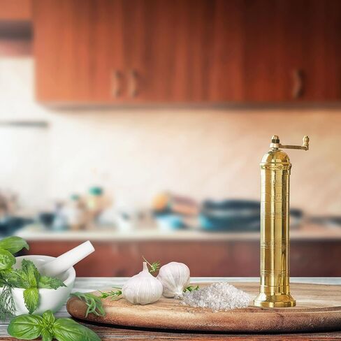 European Brass 8" Salt Mill Handcrafted Manuel Spice Mill Refillable Salt Grinder Handcrafted Greek Spice Grinder (8" Salt Mill) in Saudi Arabia