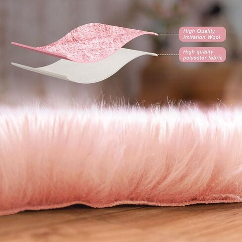 سجادة STAOLENE فائقة النعومة من فراء الغنم الصناعي باللون الوردي، سجادة بجانب السرير، سجادة داخلية منفوش قابلة للغسل، سجادة لغرفة النوم وأريكة الأرضية وغرفة المعيشة in Kuwait