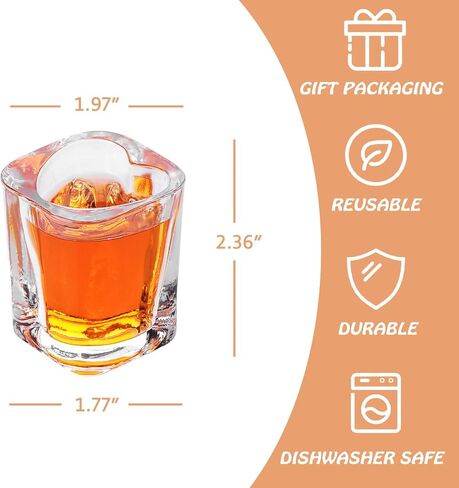 2oz Heavy Base Shot Glasses, Sets of 6/Heart Shaped Clear Tequila Shots/Square Shot /Espresso Shot Glass/Bulk Shot Glasses in Saudi Arabia