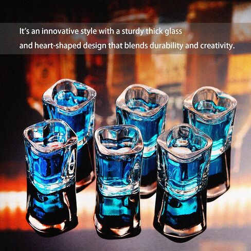 2oz Heavy Base Shot Glasses, Sets of 6/Heart Shaped Clear Tequila Shots/Square Shot /Espresso Shot Glass/Bulk Shot Glasses in Saudi Arabia