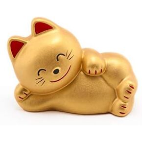 Fuji Merchandise Golden Lucky Cat Earthenware Ceramic Figurine Made in Japan in Saudi Arabia