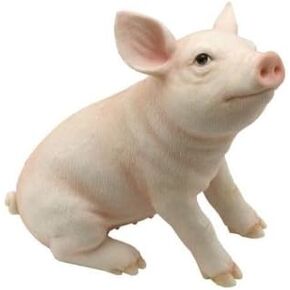 Unicorn Studio Baby Pig Pink Piglet Sitting Farm Animal Figurine, Pink