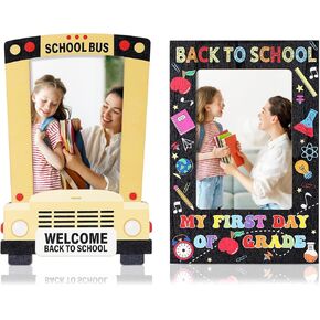 YLOLUL 2 Pack Back to School Picture Frame Wooden Photo Frame Welcome Back Gifts for Kids First Day of School Photo Decorations Used Size 4x6 Suitable for Desktop Use