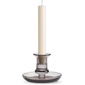 Torre & Tagus Delia Clear Glass Candle Holder for Candlestick with Drip Tray, 3 Inch Tall Taper Candle Holder for Standard Candle Sticks, Vintage Home Decor Dinner Tablescape Wedding Centerpiece