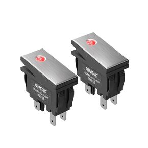 QTEATAK KCD3 DPST Boat Rocker Switch On/Off 4-Pin 2-Position Snap AC 250V Ith:16A Red LED White Panel Boat Rocker Toggle Switch - 2Pack