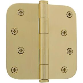 Unlacquered Brass, 4" x 4" 819984 4" Button Tip Residential Hinge with 5/8" Radius Corners