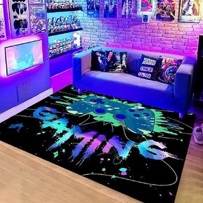 Video Game Door mats Rugs Carpets Gameing for Kids Teen Boy Room Bedroom, Colorful Gaming Floor Mats Area Rug for Living Room Gaming Chair Mat Hardwood, 20 x 31 in Area Rugs Carpet for Gamer Boys