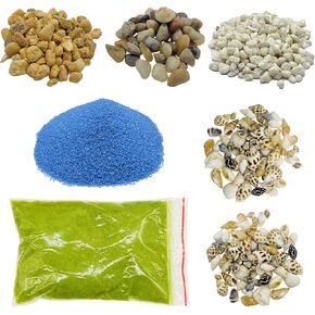 Cayway 7 Pack Miniature Basing Kit Scenery Basing Material Kit Include Stone, Decorative Sand, Grass, Snow for Projects Model Train Railways Architecture Landscape, Mini Garden