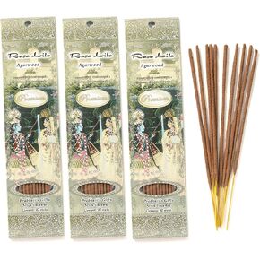 Prabhuji's Gifts Rasa Lila Hand-Rolled Incense Stick - Spiritual Incense Aromatic Sticks - for Meditation, Yoga, Relaxation, & Aromatherapy - Premium Incense - Agarwood - 3 packs of 10 sticks