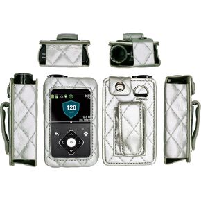 Plaid Fitted Leather Case W/Screen Protector & Lanyard for Medtronic Minimed Insulin Pump (Minimed 630G / 640G / 650G / 670G / 770G / 780G) (Gold)