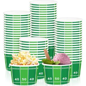 gisgfim Football Party 50Pcs Disposable 9 oz Paper Bowls, Durable Snack Cups for Sports Events, Game Day, Birthday Party Decorations