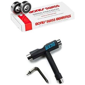 Bones Swiss Original Skateboard Bearings 8mm W/CCS Skateboard Tool