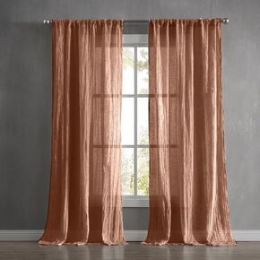 French Connection - Charter Crushed, Window Curtain, Set of 2 Panels, Semi Sheer, Modern Home Décor, Drapes for Living Room, Dining Room, Bedroom, Dorm, Measures 50" x 84", Rust in Kuwait