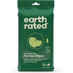 Earth Rated Dog Eye Wipes, Hypoallergenic Plant Based Eye Wipes for Dogs to Remove and Reduce Tear Stains & Eye Discharge, Fragrance Free, 60 Count