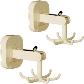 Hanging Utensil Holder Hooks Kitchen Utensil Hanger Wall Mount 360° Rotating Folding Hook Strong suction cup hook Utensil Rack with 6 Hooks for Kitchen Bathroom Cabinet 2 Pack (Transparent)