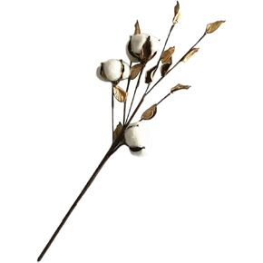 CORHAD 3 Cotton stem Decor Fake Flower Dried Flowers Dried Cotton Stems Artificial Flower Rustic Flower Picks DIY Cotton Stems Dinner Table Decor Floral Decor Cotton Branches Wedding vase