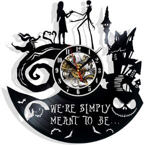 Nightmare Before Vinyl Record Wall Clock Surprise Ideas Best Friends Birthdays Art Home Room Decor Gift for Birthday Holiday Christmas 12" LP Clock Black