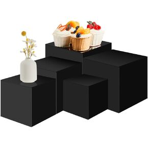 Geetery Set of 5 Display Buffet Risers Acrylic Cube with Hollow Bottoms Acrylic Boxes for Display Dessert Table Stands for Catering Collectibles Jewelry Decor (Clear,10,11,12,13,14 Inch)