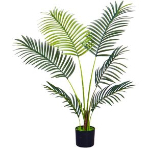 Artificial Golden Cane Palm Tree 2Packs 5Feet Faux Plant for Home Decor Indoor Outdoor Faux Areca Palm Tree in Pot for Home Office Perfect Housewarming Gift with Adjustable Trunk