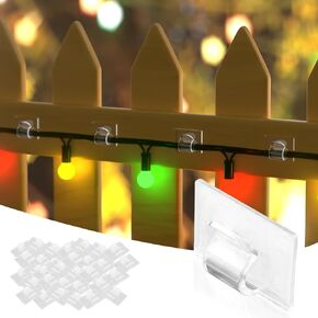 Adhesive Hooks, 35-Clips, Adhesive Strips with Strong Self-Adhesive,UV-Resistant Adhesive Hooks and Damage-Free Christmas Light Clips, Strips Hooks for Indoor Outdoor String Lights