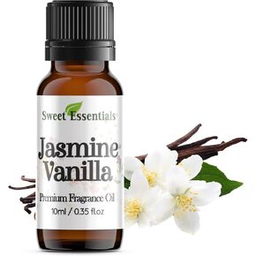 Jasmine Vanilla, 10ml (0.35fl oz) Premium Fragrance Oil, Aromatherapy, Diffuser, Crafts, Soap, Home Scents, Bath & Body, DIY Parfum and Much More. Versatile & Long-Lasting by Sweet Essentials