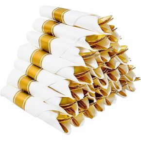 30 Pack Pre Rolled Silver Plastic Silverware, Disposable Cutlery Set- 30 Forks, 30 Spoons, 30 Knives, 30 Napkins, Disposable Heavy Duty Silverware Set for Dinner, Party, Wedding