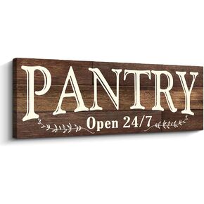 Pantry Sign Rustic Wood Color Canvas Wall art Print Sign 5.5x16.5 (Pantry, Brown)