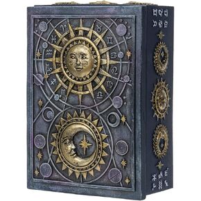 Pacific Giftware Fortune Telling Astrology Sun and Moon Design Sculptural Tarot Box Jewelry Trinket Keepsake Fengshui Lucky Talisman Home Accent Decor 5.25" L