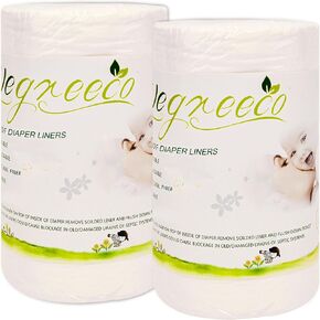 wegreeco Viscose Made from Bamboo Unscented Diaper Liners - Fragance Free and Chlorine Free - 100 Sheets Per Roll (2 Roll, Viscose Made from Bamboo)