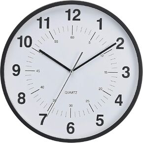 Kiera Grace Wall Clock, 12 Inch, Synchro Black-Minute Modern Quartz Wall Clocks Battery Operated, Silent Non Ticking Home Decor for Living Room, Kitchen, Bathroom