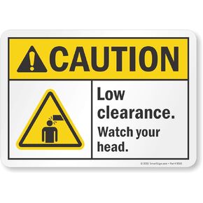 SmartSign "Caution - Low Clearance, Watch Your Head" Label | 7" x 10" Laminated Vinyl