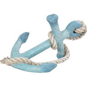 Deco 79 Polystone Anchor Decorative Sculpture Distressed Home Decor Statue with Rope Detail, Accent Figurine 9" x 12" x 8", Brown