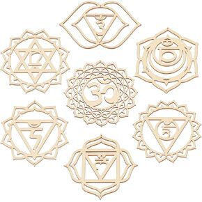 CHGCRAFT 7Styles 5.9Inch Sacred Geometry Wall Art Crystal Grid Board Yoga Wall Decor Wooden Wall Decoration with Lanyard for Bedroom Geometry Hanging Sculpture Home Decor
