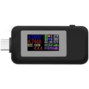 JacobsParts USB Type-C Power Tester Voltage Current Capacity Meter 4-30V 5A USB-C Multimeter Voltmeter Ammeter (Black)