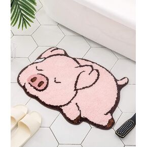 Creative Cartoon Animal shaped Mats Anti-Slip Bathroom Mats Sitting Room Bedroom Doormats Area Rugs Bathmat Carpet Bath Mat Home Decor (Pink Pig)