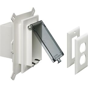Arlington DBVS1W-1 Low Profile IN BOX Recessed Outlet Box Wall Plate Kit for New Vinyl Siding Construction, Vertical, 1-Gang, White