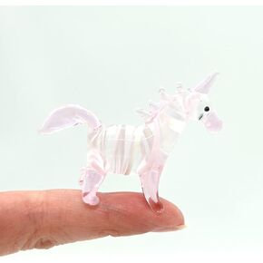 Unicorn Tiny Figurines Fancy Animals Hand Blown Glass Art Collectible Gift Home Décor (Black Red)