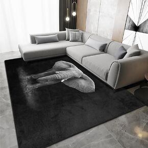 African Elephant Area Rug, Animal Rug for Living Room, Durable Rug Carpet for Bedroom Home Decorative 5'x7' (80 X 58 in) Black/Grey
