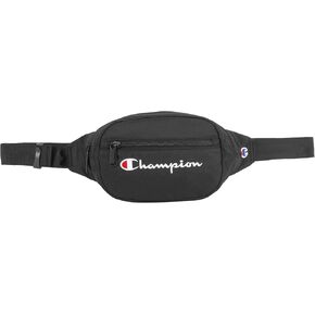 Champion unisex adult Waist Pack, Black/White Logo, One Size US