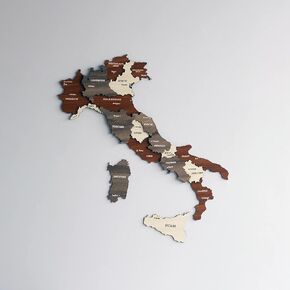 Colorfull Worlds Multilayered Wooden 3D Italy Map, Gift for Italian Friend, Italy Wooden Wall Decor, Map For Home & Kitchen or Office (Mixed, 40x34 cm | 15.7x13.4 inches)