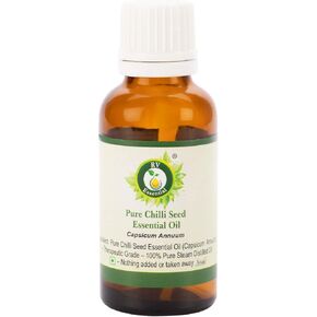 R V Essential Chilli Seed Essential Oil, Capsicum Annuum, 100% Pure Natural, Steam Distilled, Therapeutic Grade, 10ml (0.338oz)