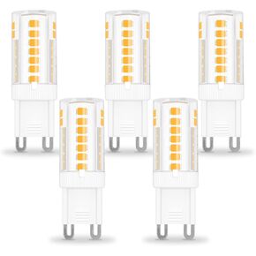 ZHENMING 3.5W G9 LED لمبة عكس الضوء 40W مكافئ هالوجين، أبيض دافئ 3000K 460LM 120V G9 Bi Pin Base لمبات الإضاءة لإضاءة الثريا، 5 عبوات