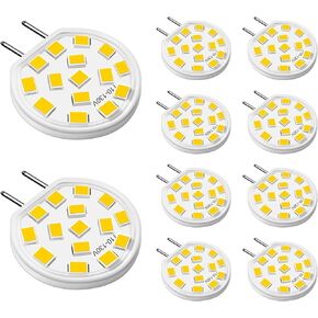 TAIYALOO G8 LED Puck Light Bulb, 3W (30W-35W Halogen Equivalent), Dimmable, T4 JCD Type Bi-Pin Base, Warm White 3000K, 120V G8 Bulbs for Under Cabinet, Counter Lighting, 10 Pack