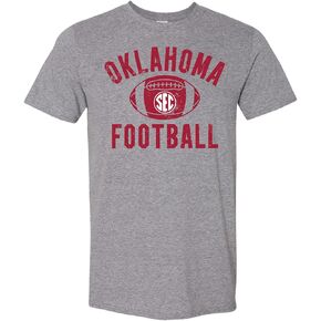 Red & West Men's Oklahoma Sooners Cotton T-Shirt with Vintage SEC Football Logo