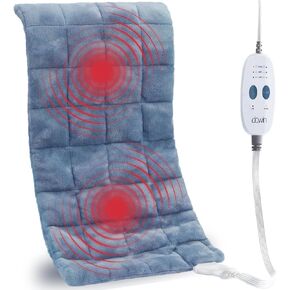 Weighted Heating Pad for Neck and Shoulders,Full Body Electric Heating Pads for Back with 2 Massager,3 Heat Levels,3 Vibration Settings,9 Relaxing Combinations (12x24 Grey)